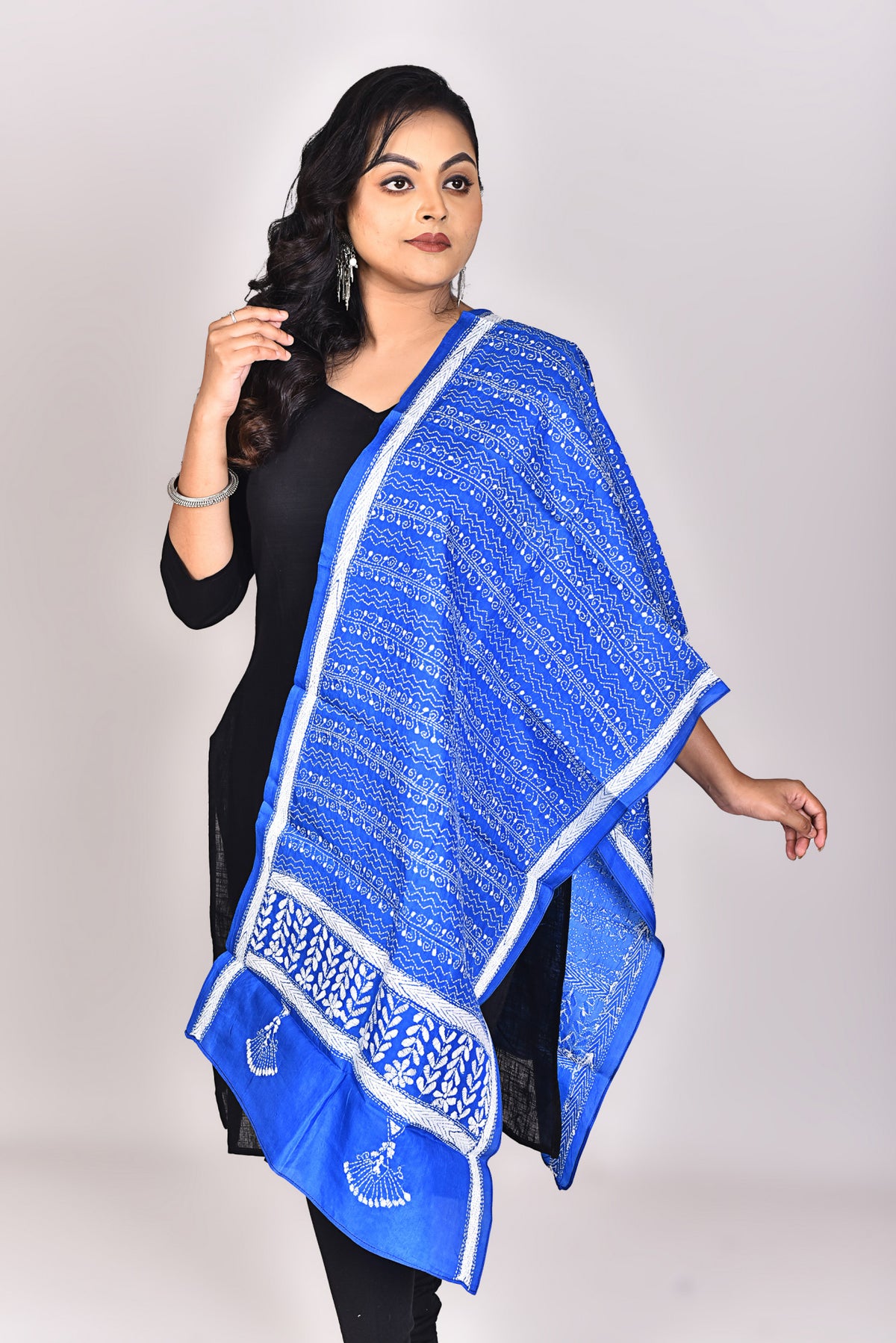 Women's Pure Silk Kantha Dupatta