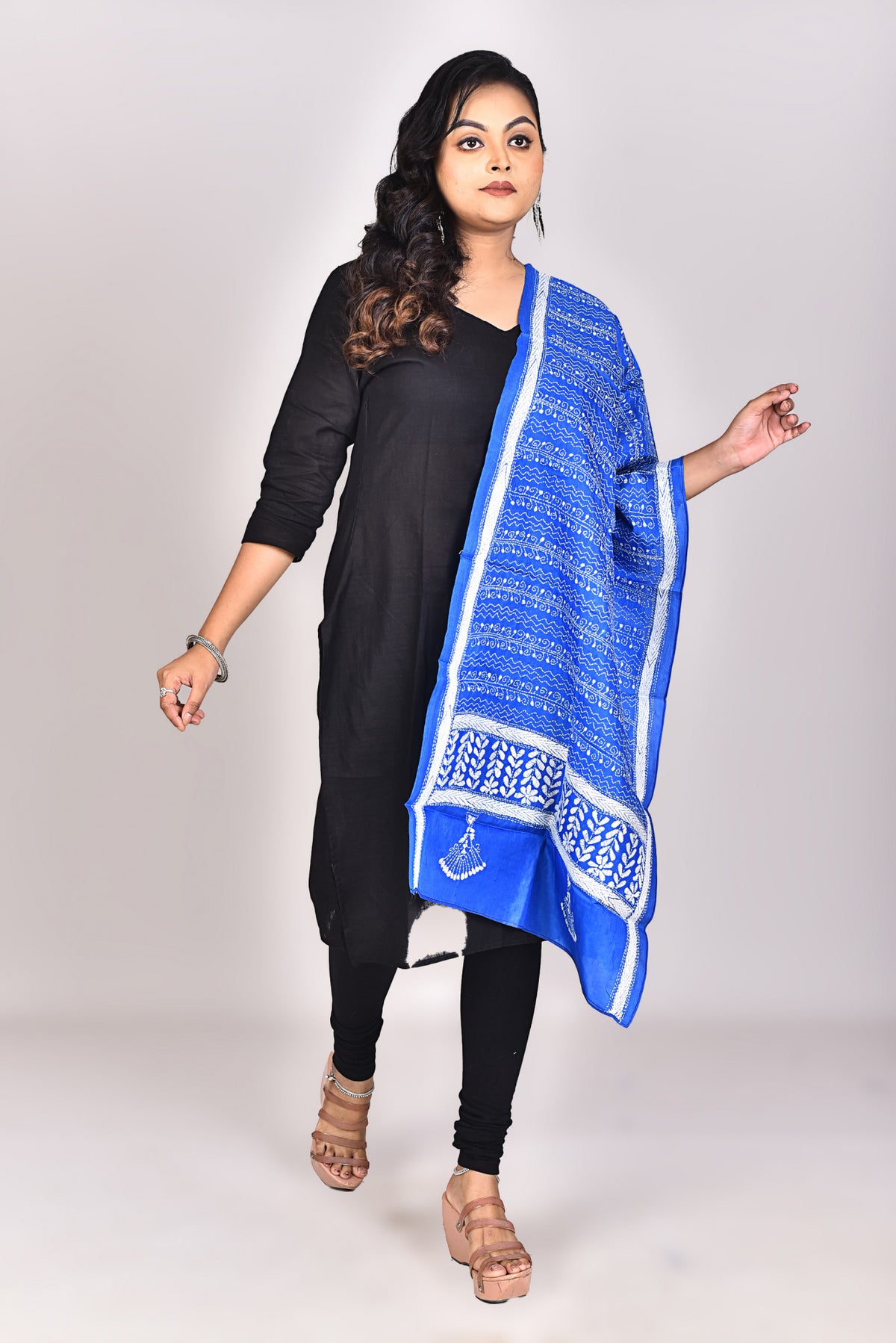 Women's Pure Silk Kantha Dupatta