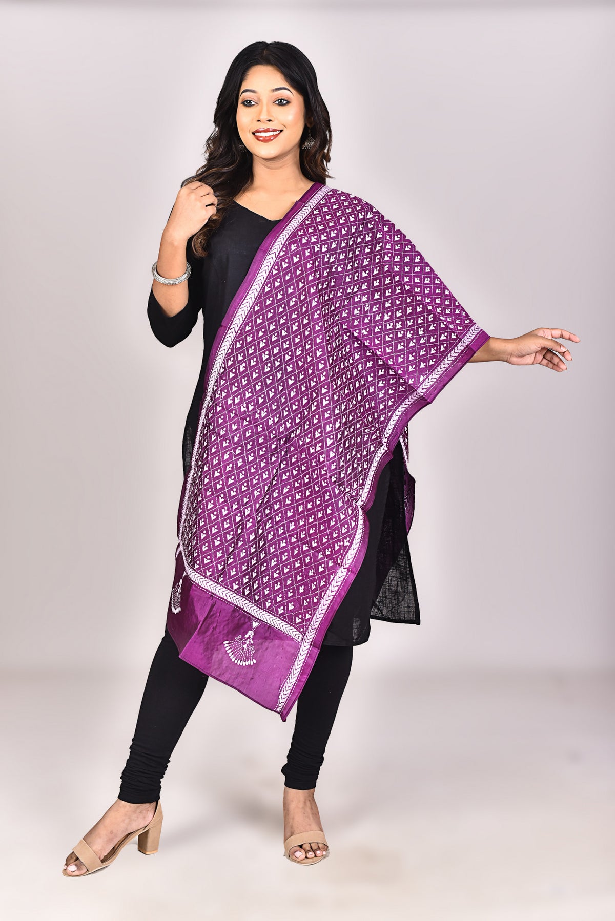 Women's Pure Silk Kantha Dupatta