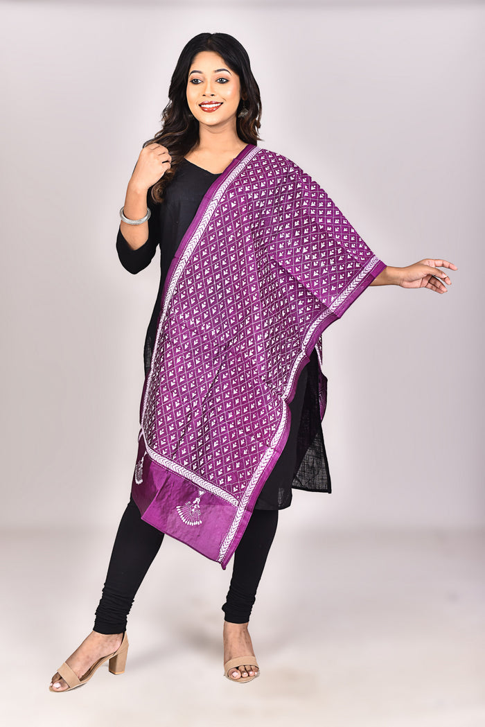 Women's Pure Silk Kantha Dupatta