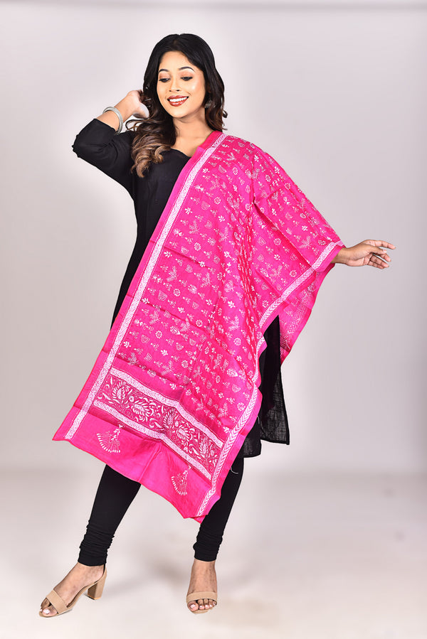 Women's Pure Silk Kantha Dupatta