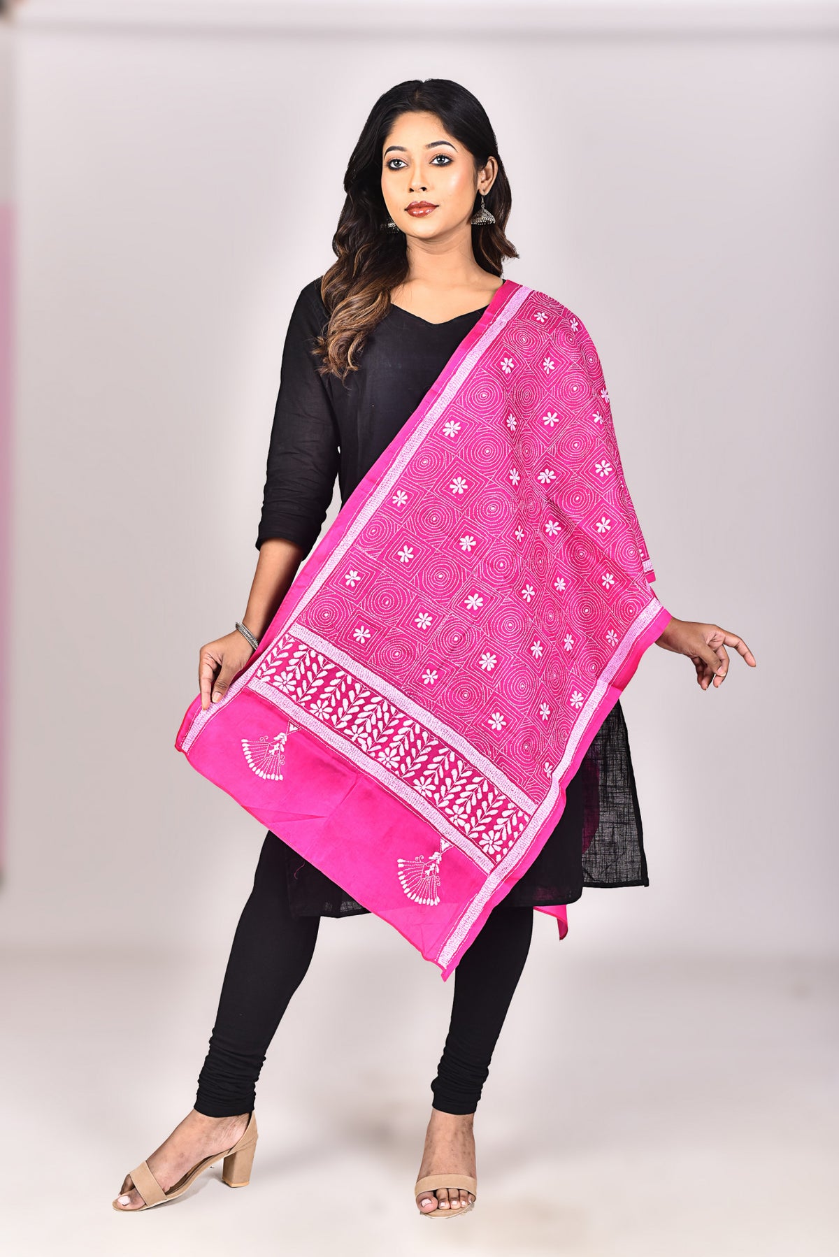 Women's Pure Silk Kantha Dupatta