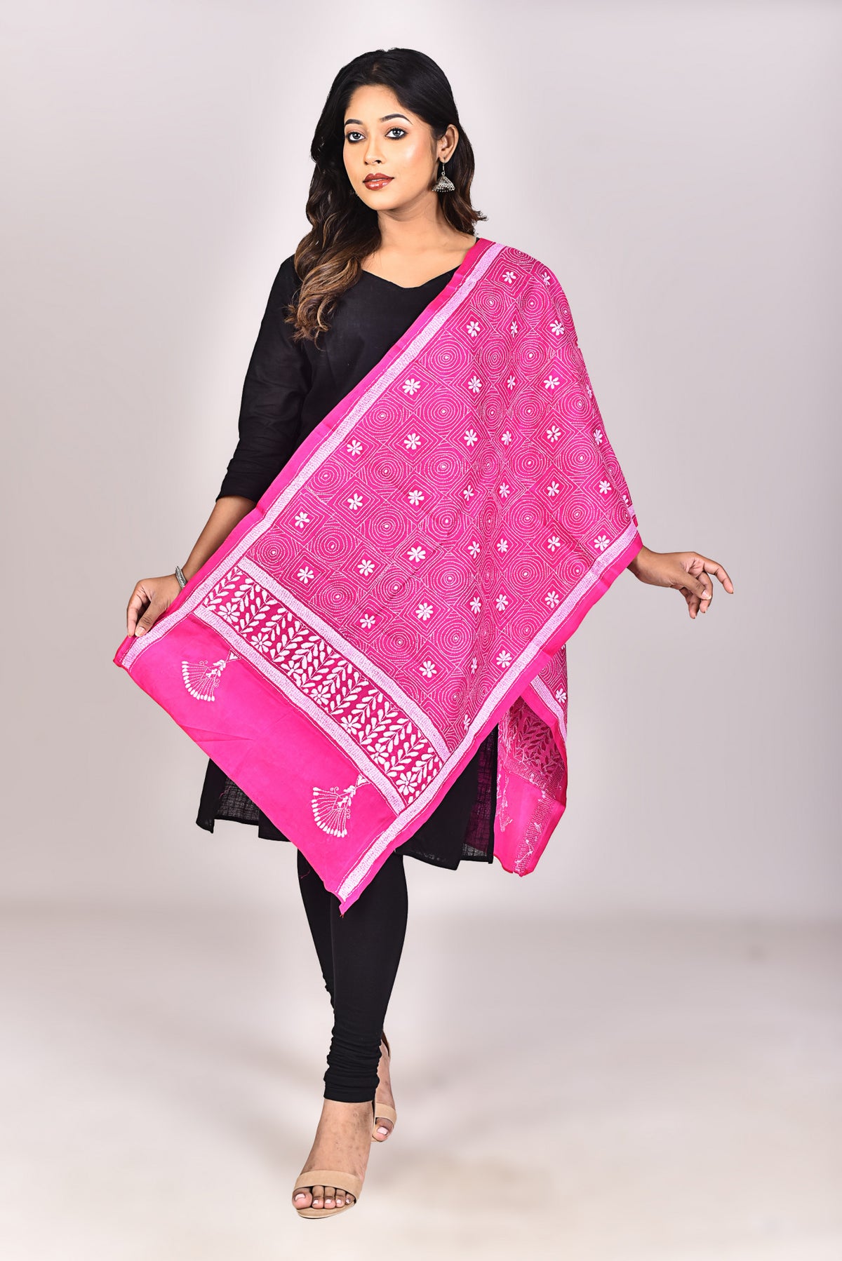 Women's Pure Silk Kantha Dupatta