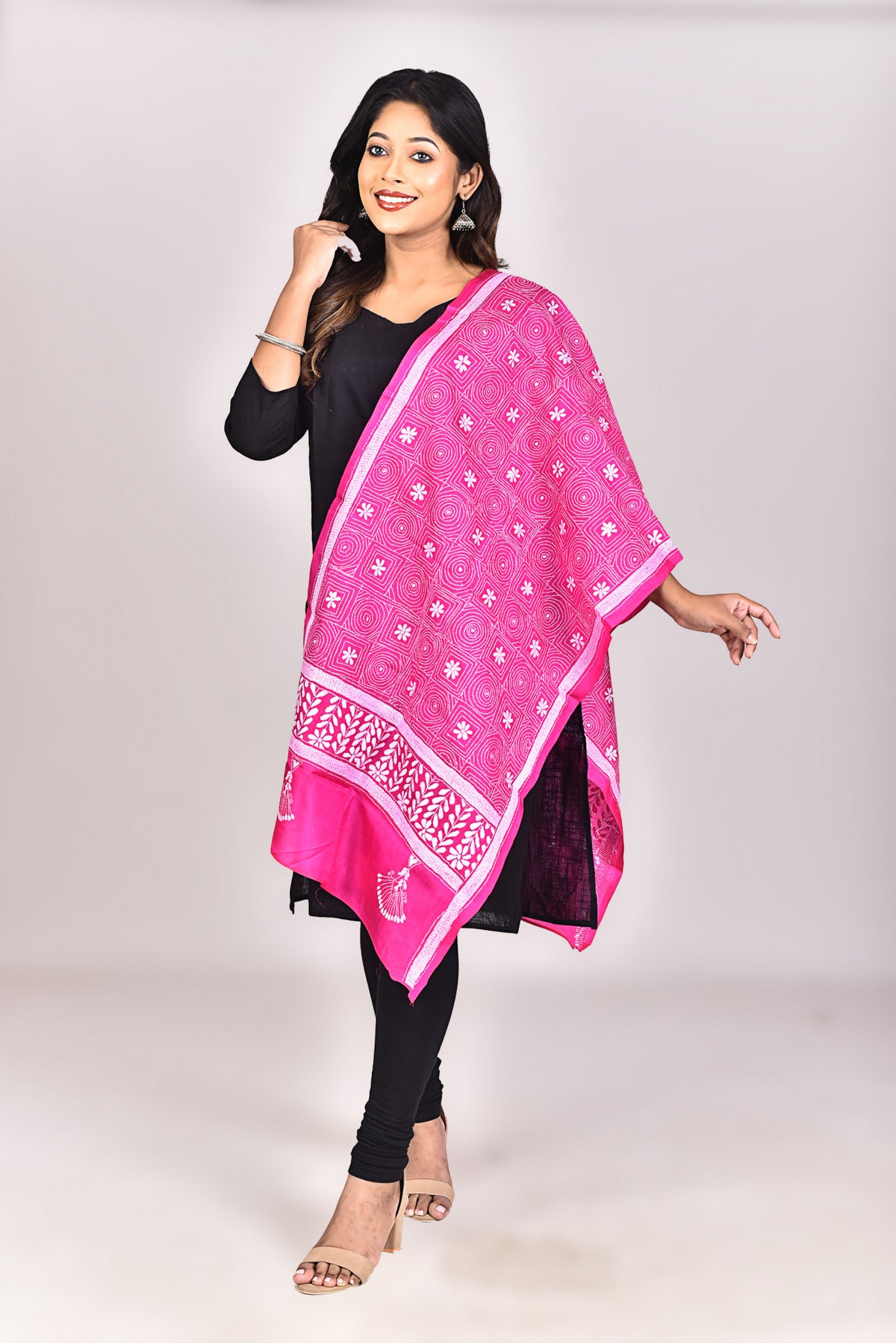 Women's Pure Silk Kantha Dupatta