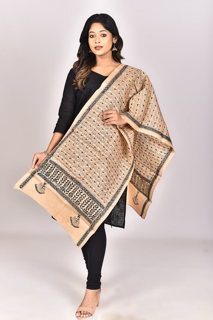 Women's Pure Silk Kantha Dupatta