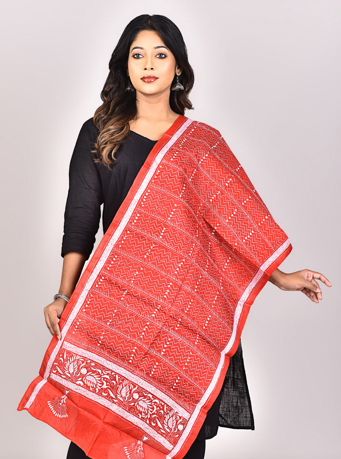 Women's Pure Silk Kantha Dupatta