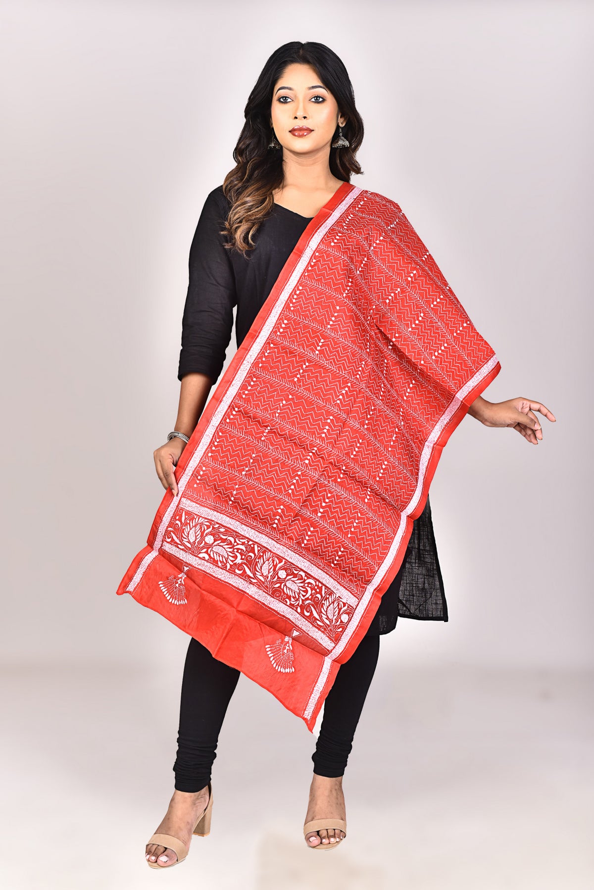 Women's Pure Silk Kantha Dupatta