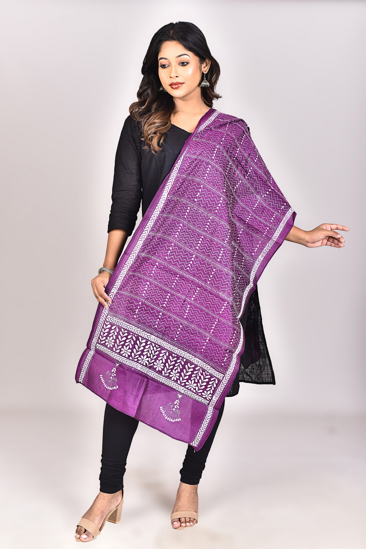 Women's Pure Silk Kantha Dupatta