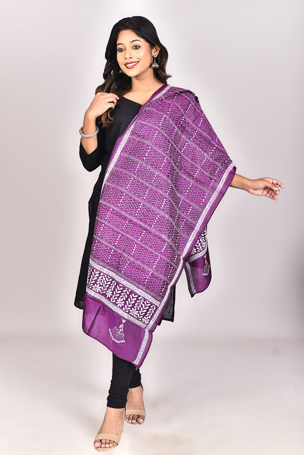 Women's Pure Silk Kantha Dupatta