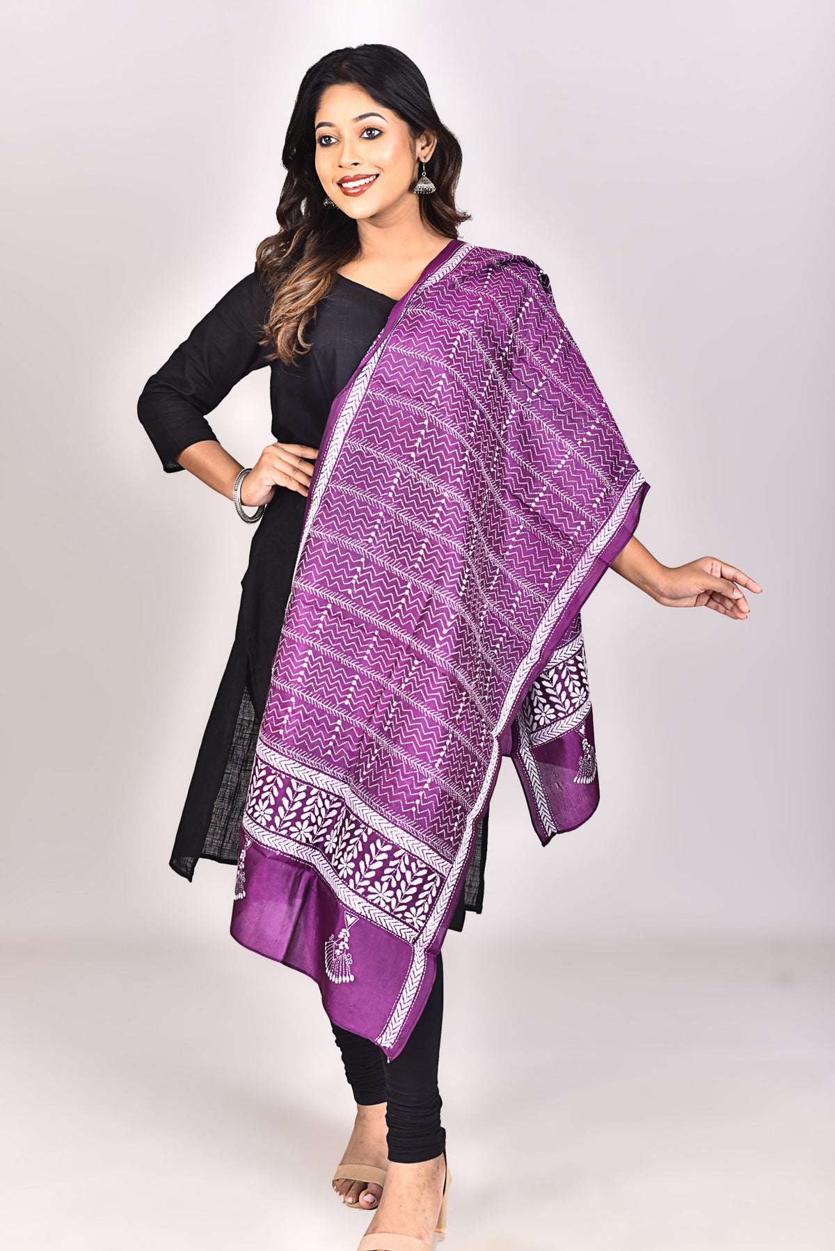 Women's Pure Silk Kantha Dupatta