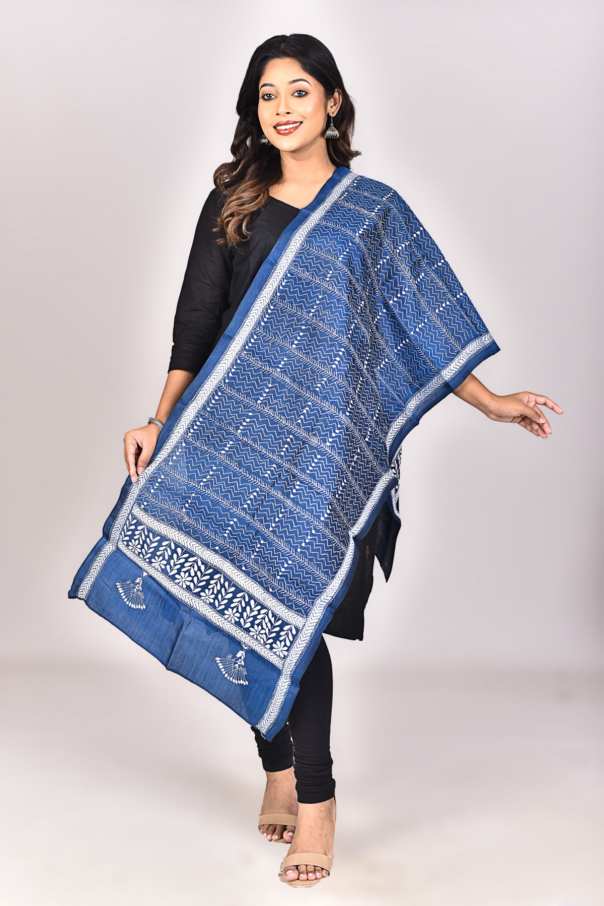 Women's Pure Silk Kantha Dupatta