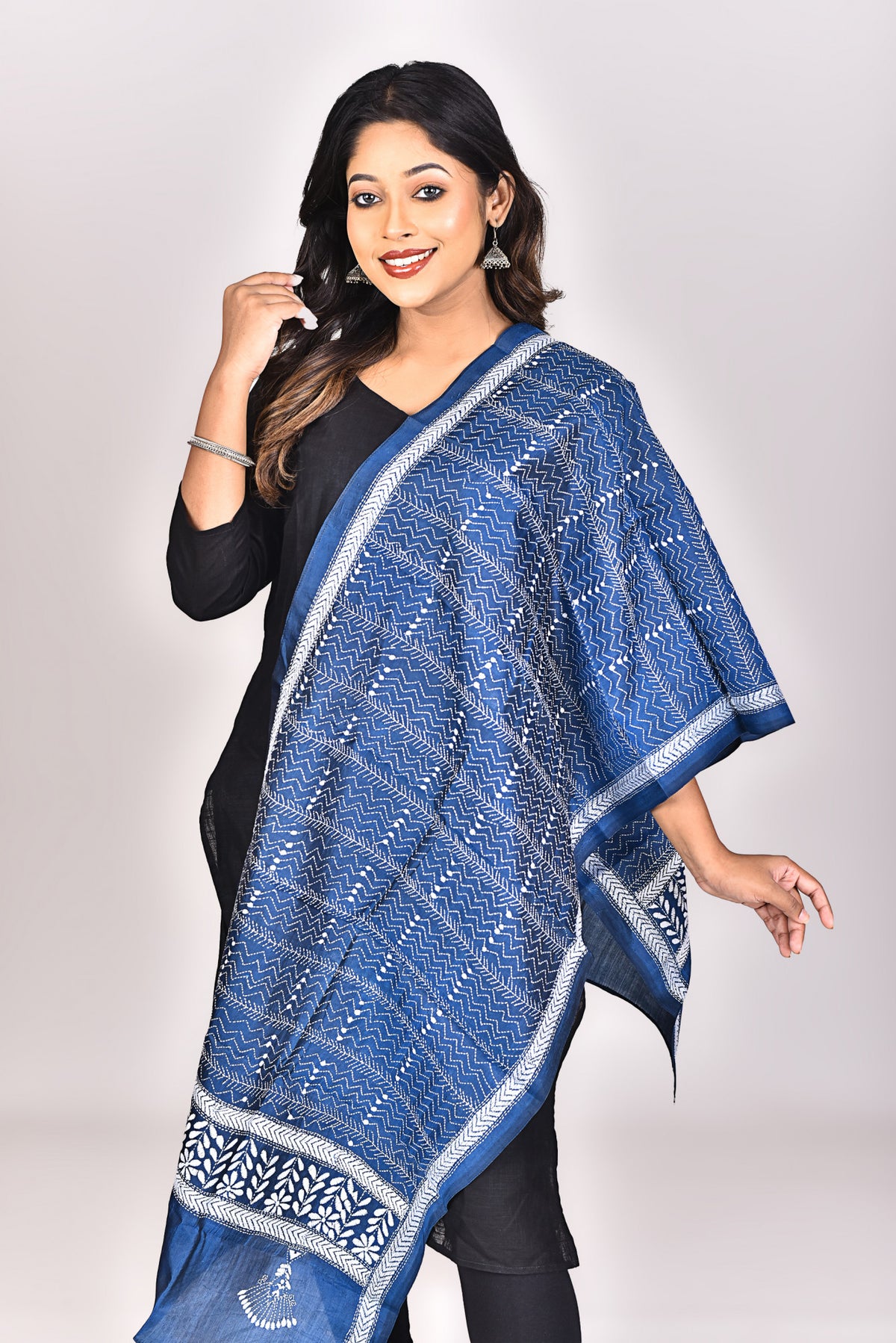 Women's Pure Silk Kantha Dupatta