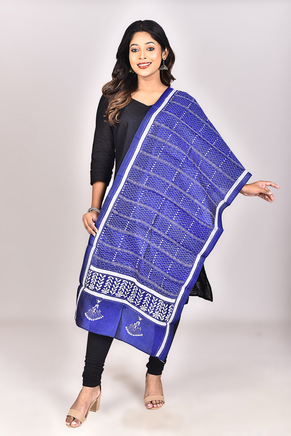 Women's Pure Silk Kantha Dupatta