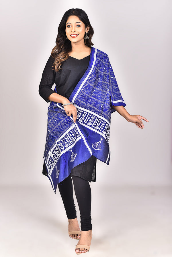 Women's Pure Silk Kantha Dupatta