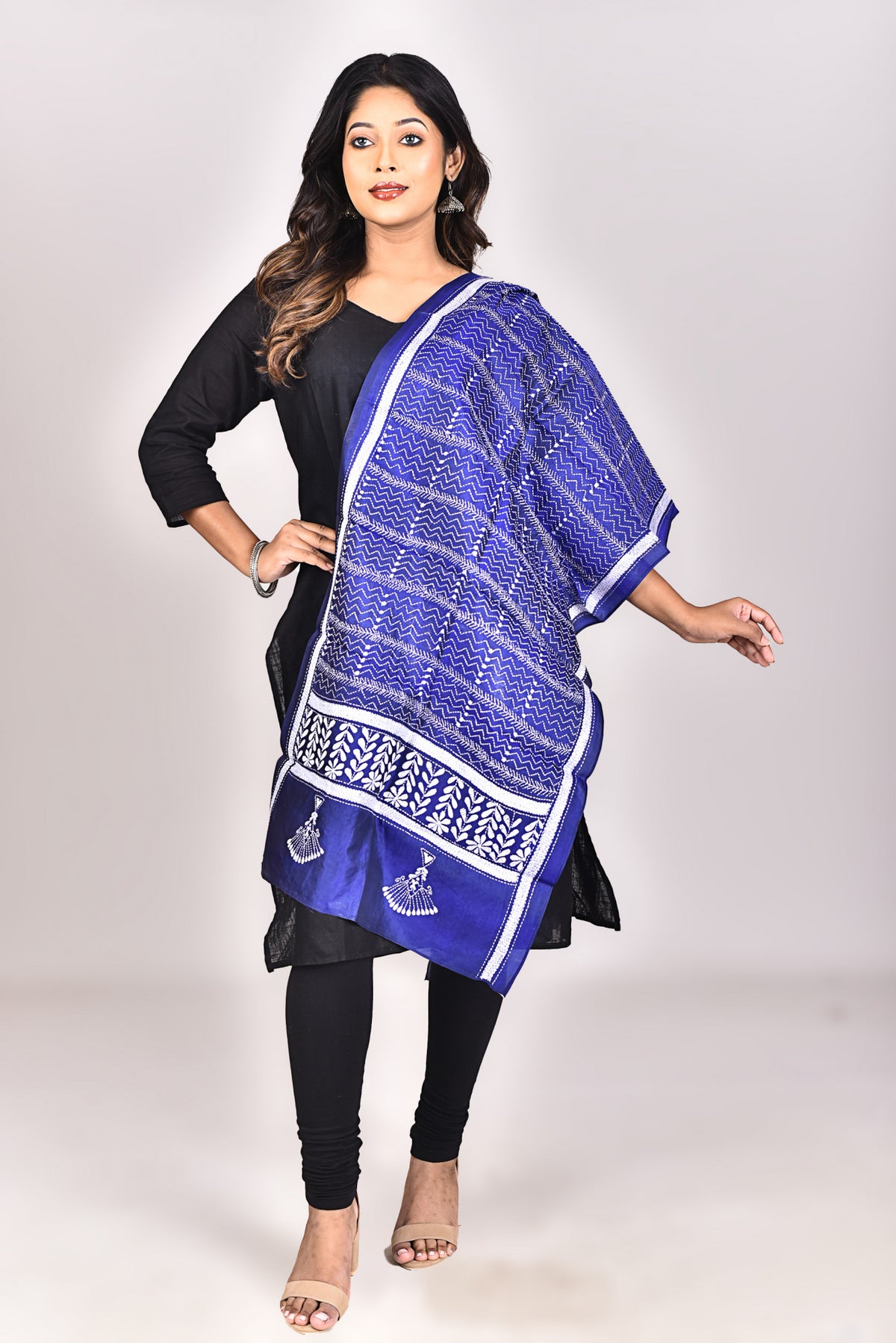 Women's Pure Silk Kantha Dupatta
