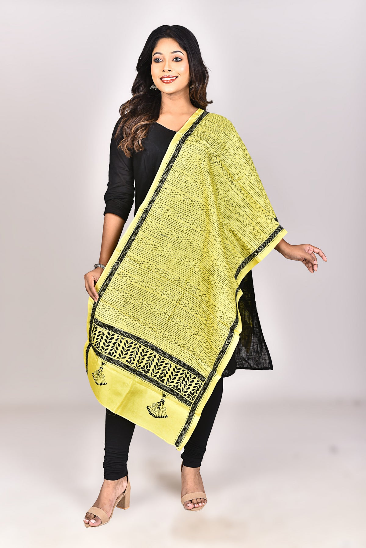 Women's Pure Silk Kantha Dupatta