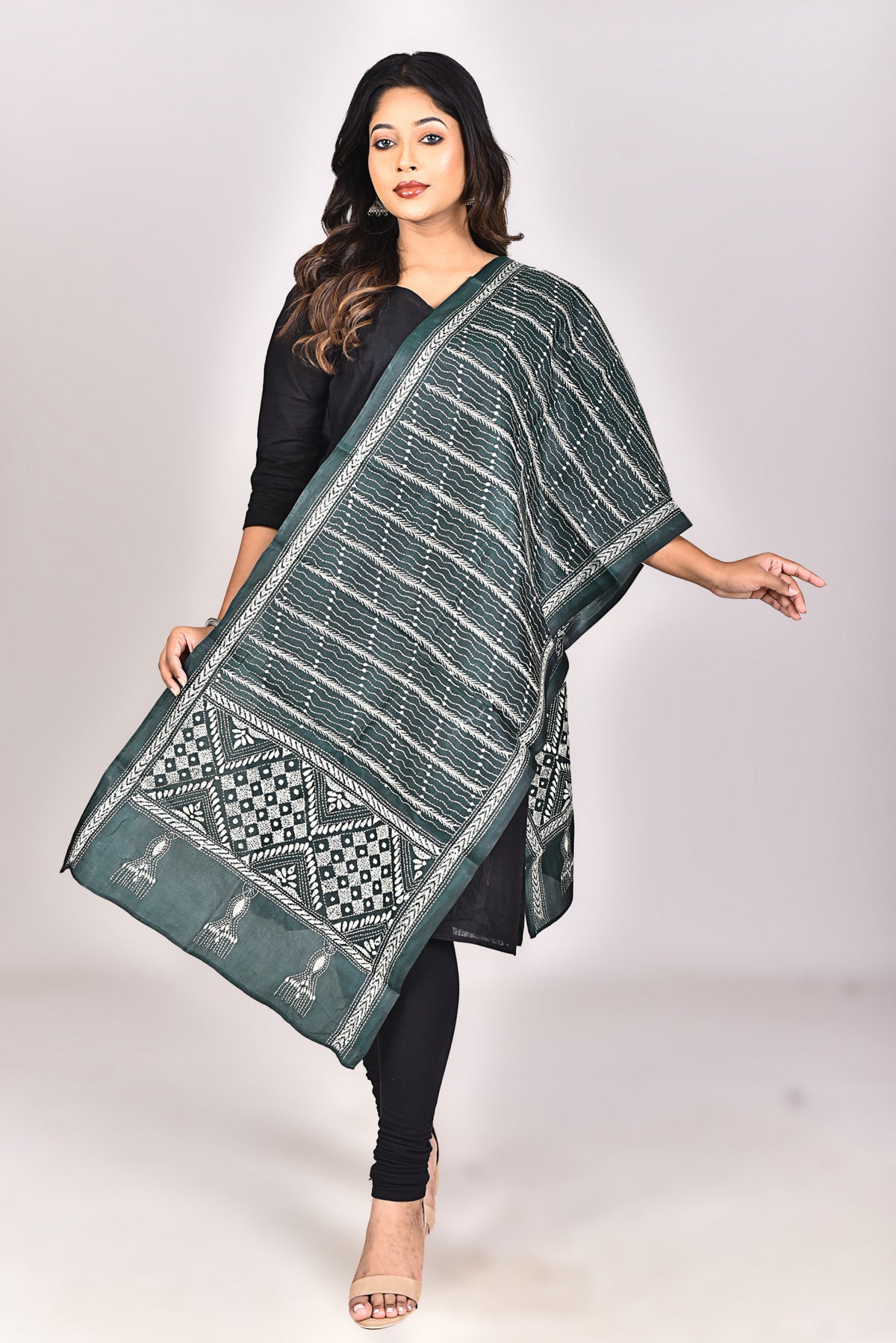 Women's Pure Silk Kantha Dupatta