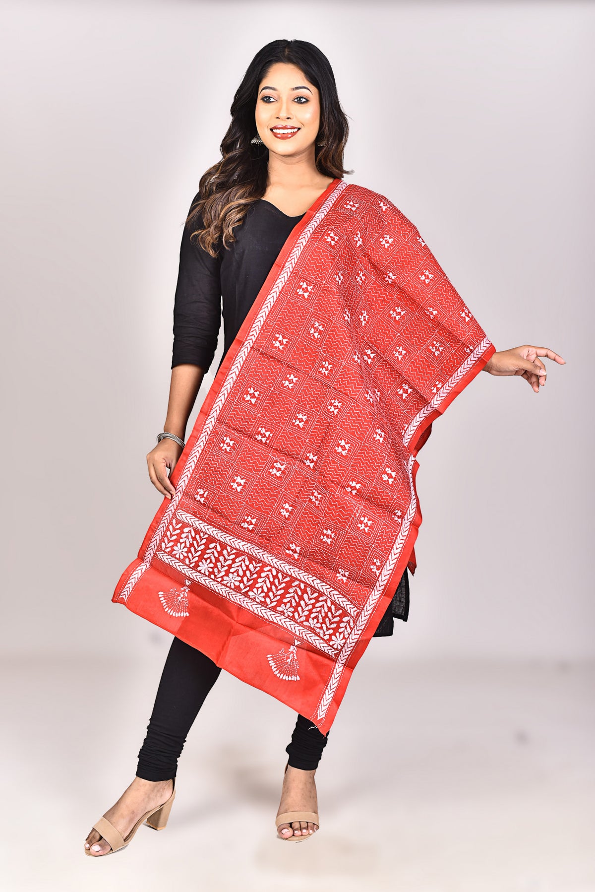 Women's Pure Silk Kantha Dupatta