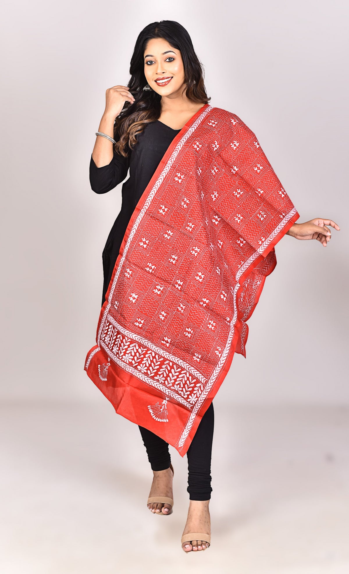 Women's Pure Silk Kantha Dupatta