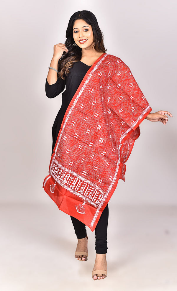 Women's Pure Silk Kantha Dupatta