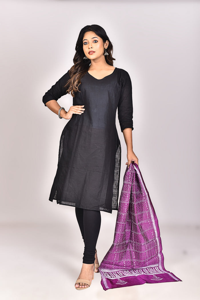 Women's Pure Silk Kantha Dupatta