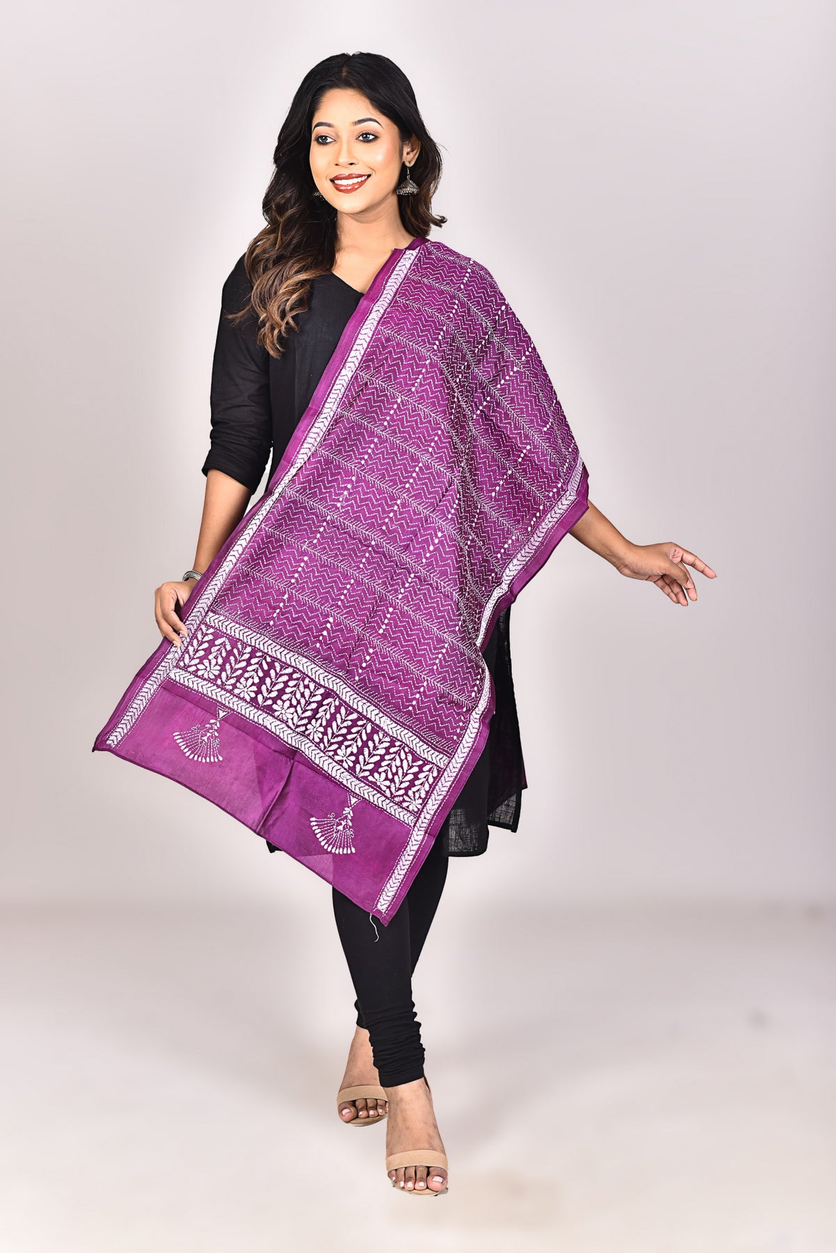 Women's Pure Silk Kantha Dupatta