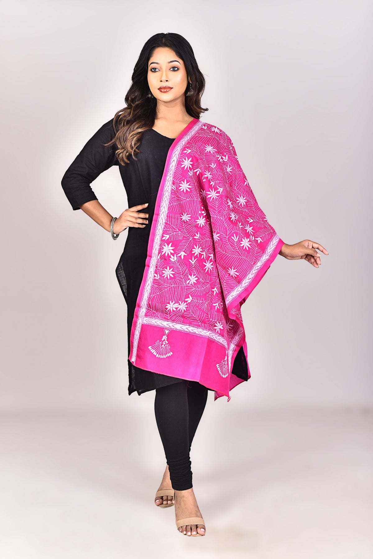 Women's Pure Silk Kantha Dupatta