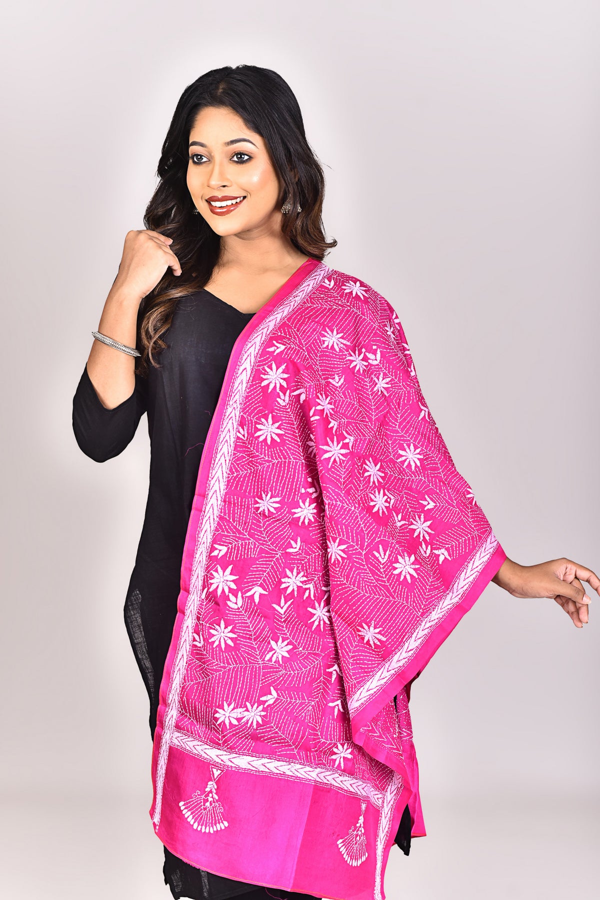 Women's Pure Silk Kantha Dupatta