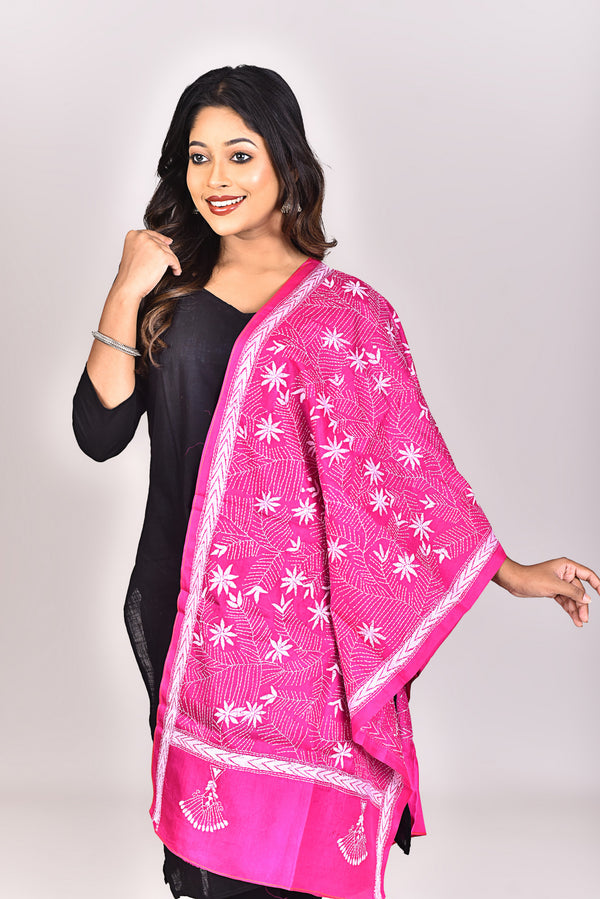 Women's Pure Silk Kantha Dupatta
