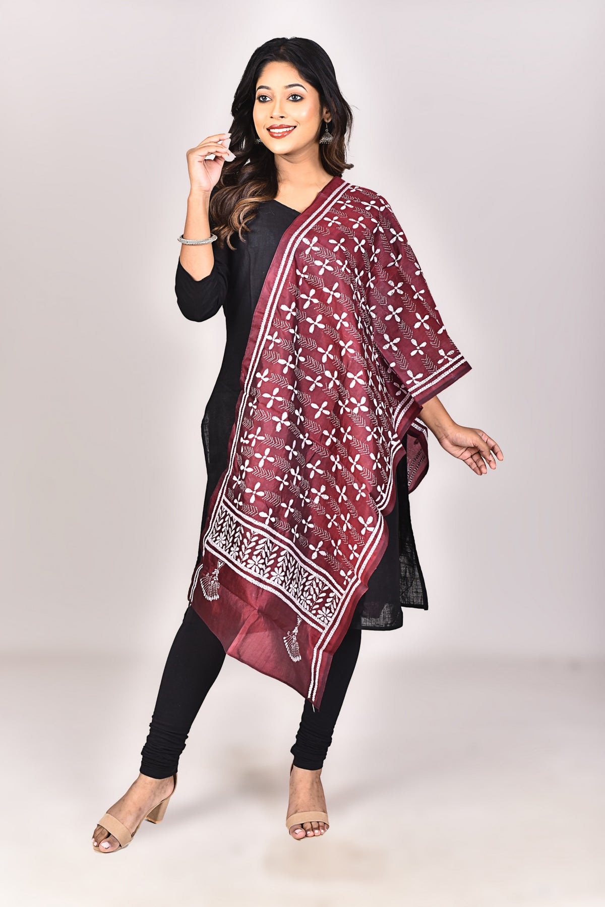 Women's Pure Silk Kantha Dupatta