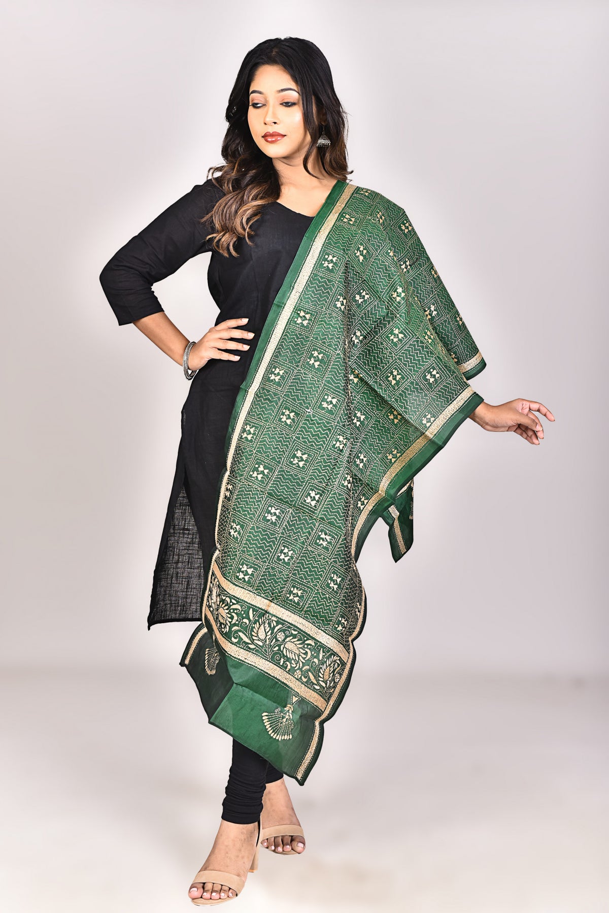 Women's Pure Silk Kantha Dupatta