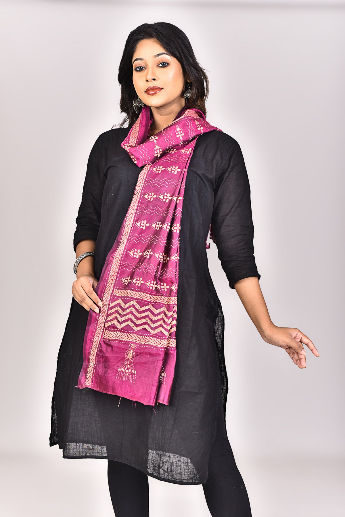 Women's Pure Silk Kantha Dupatta