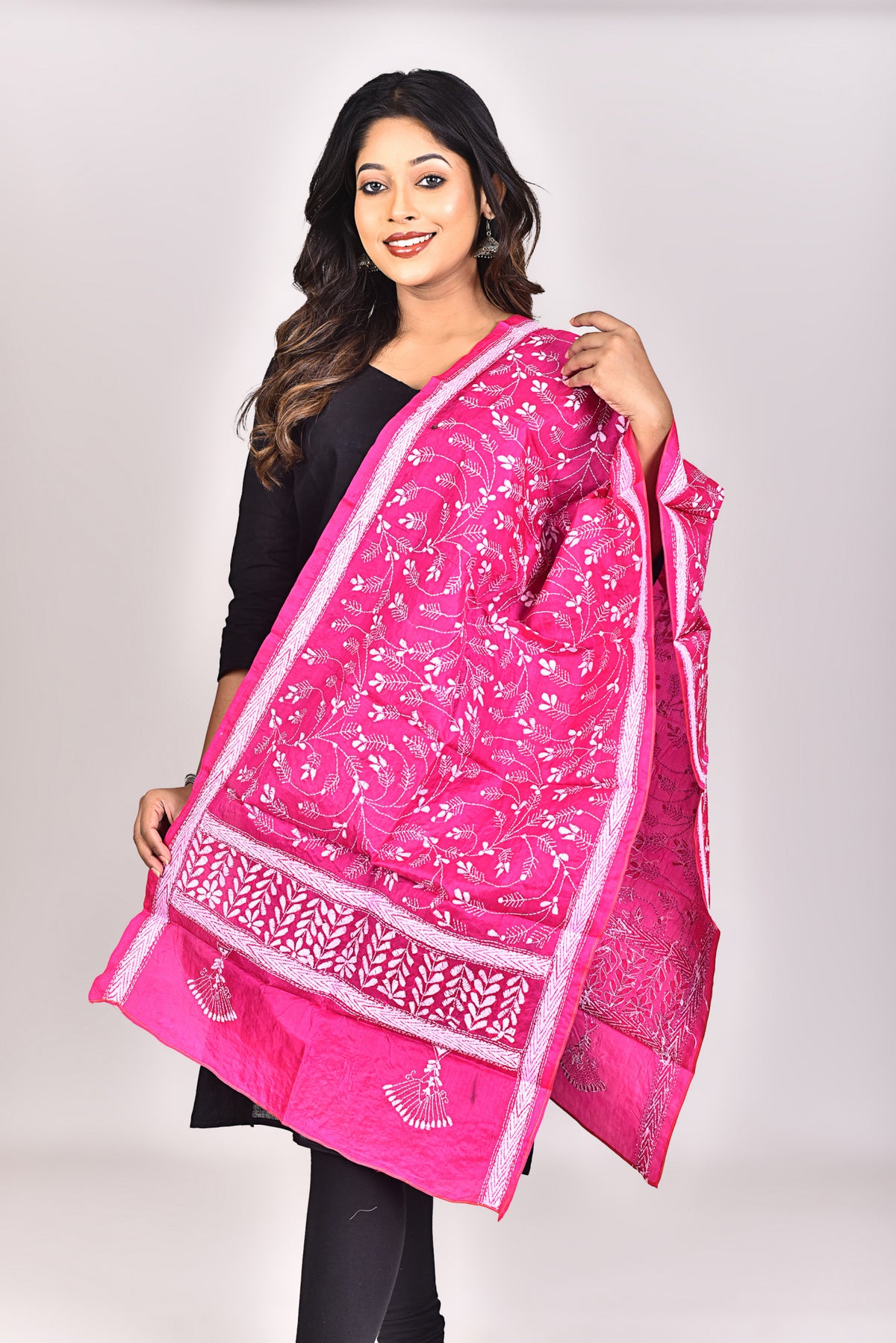 Women's Pure Silk Kantha Dupatta