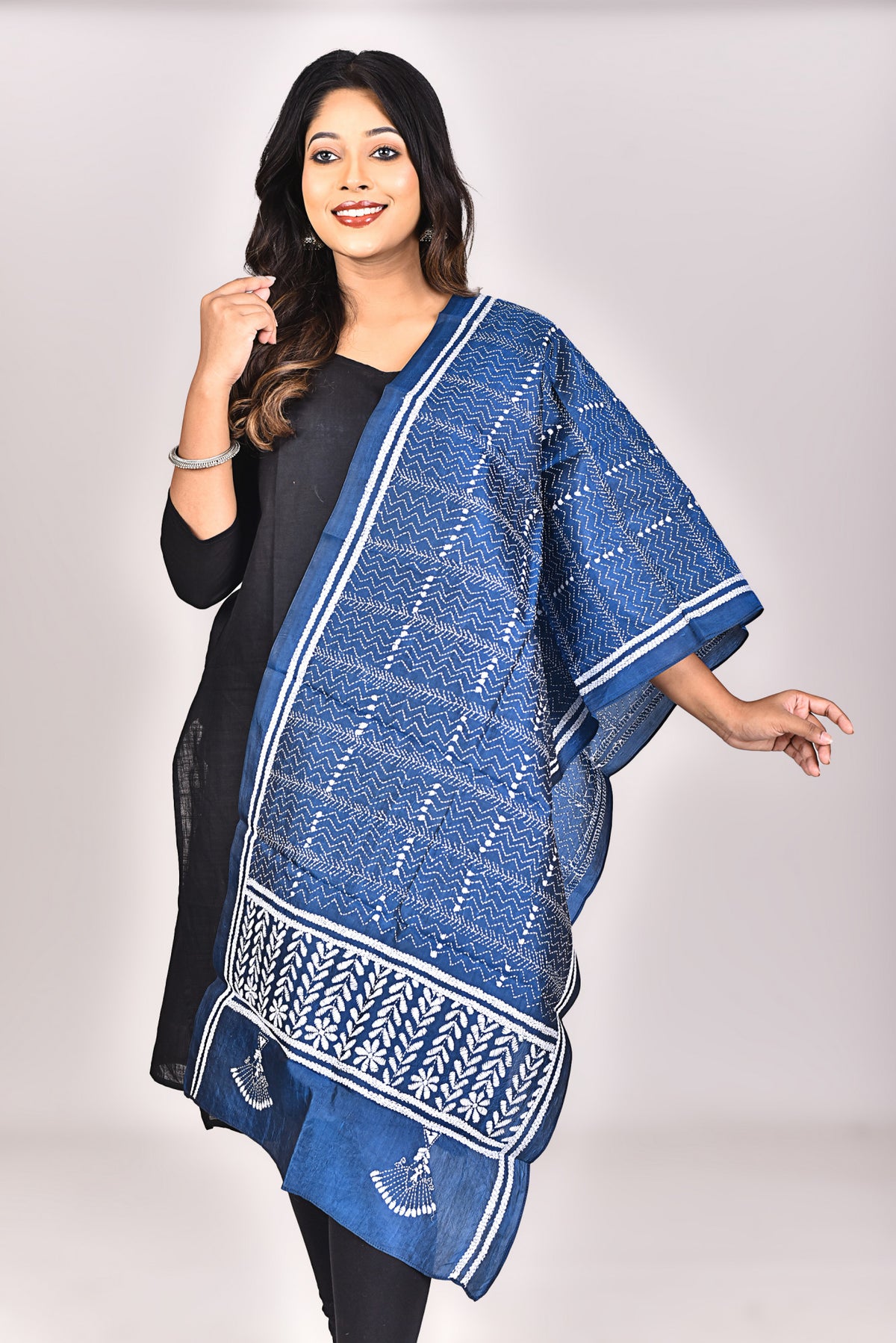 Women's Pure Silk Kantha Dupatta