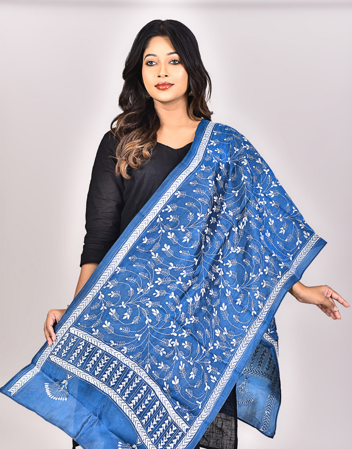Women's Pure Silk Kantha Dupatta