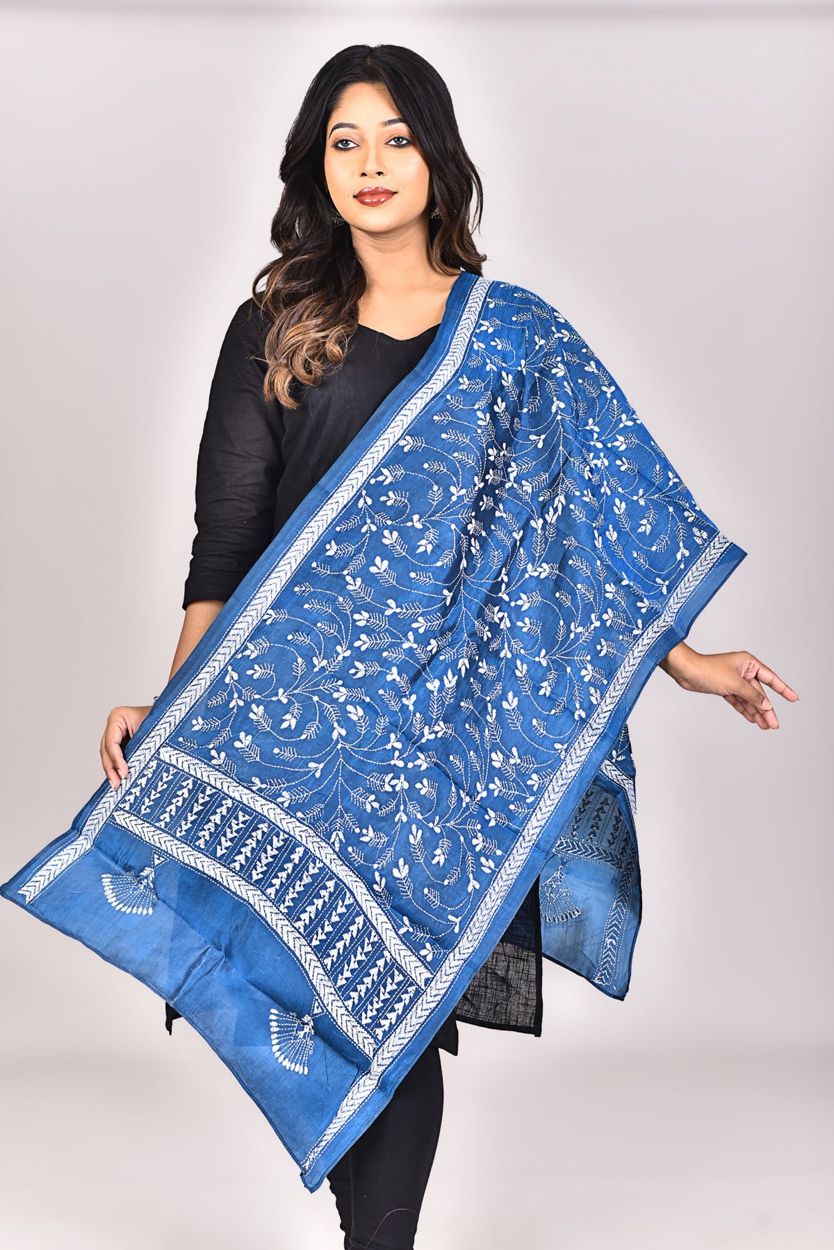 Women's Pure Silk Kantha Dupatta