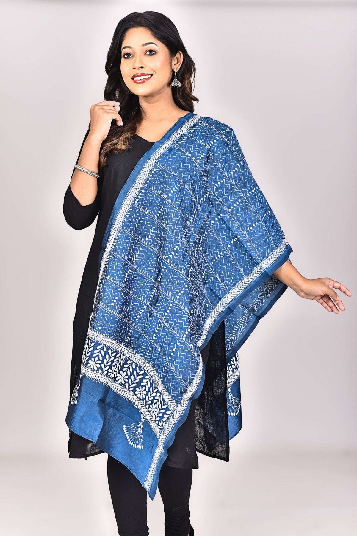 Women's Pure Silk Kantha Dupatta