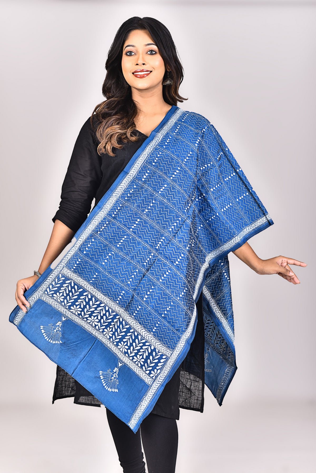 Women's Pure Silk Kantha Dupatta