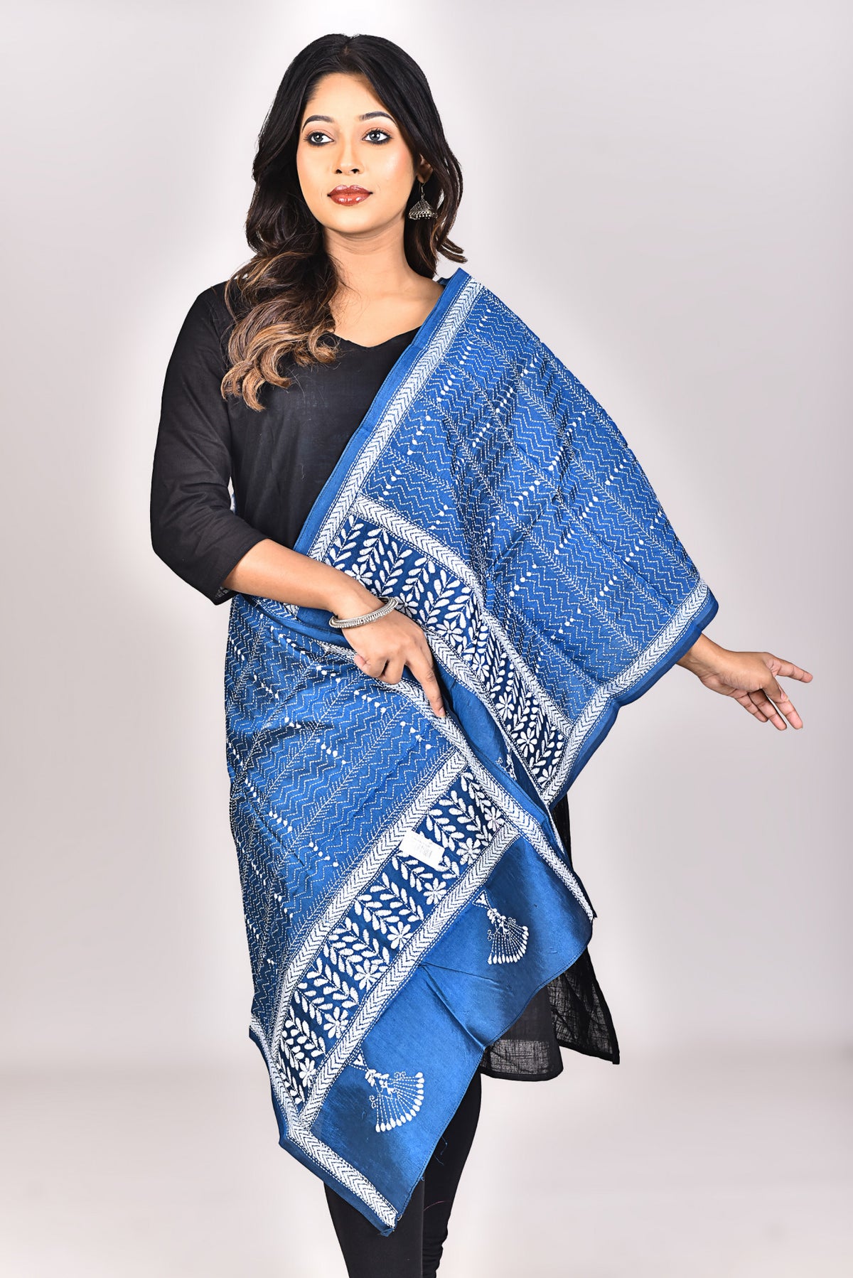 Women's Pure Silk Kantha Dupatta