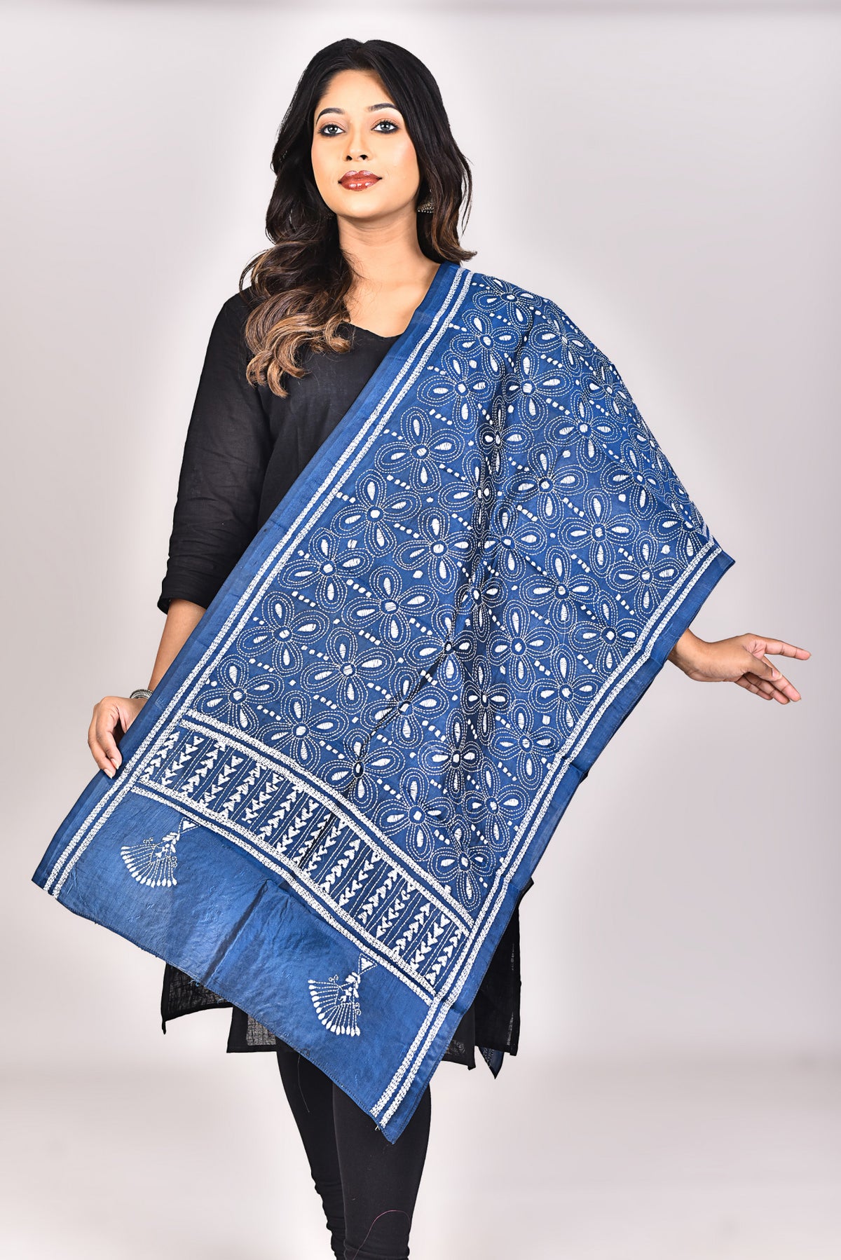 Women's Pure Silk Kantha Dupatta