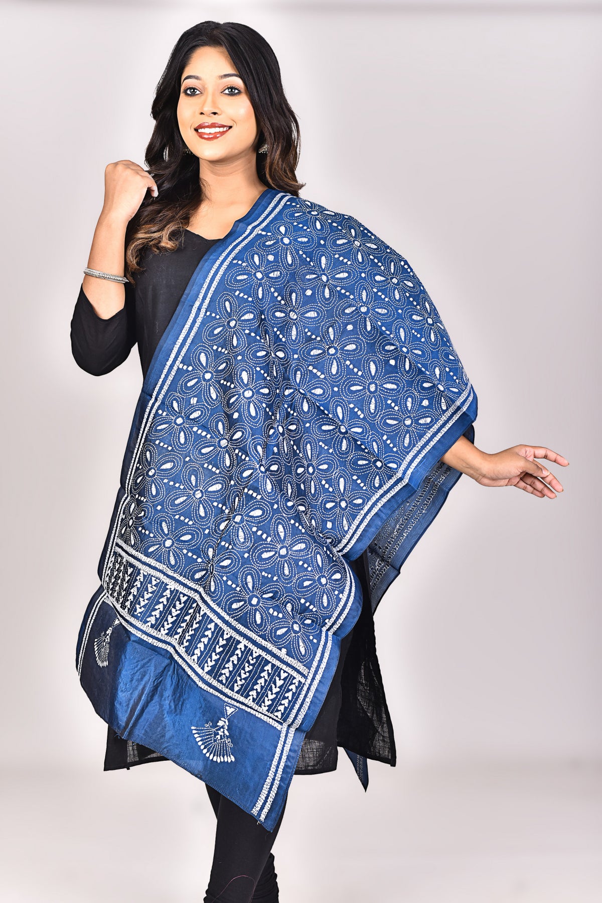 Women's Pure Silk Kantha Dupatta