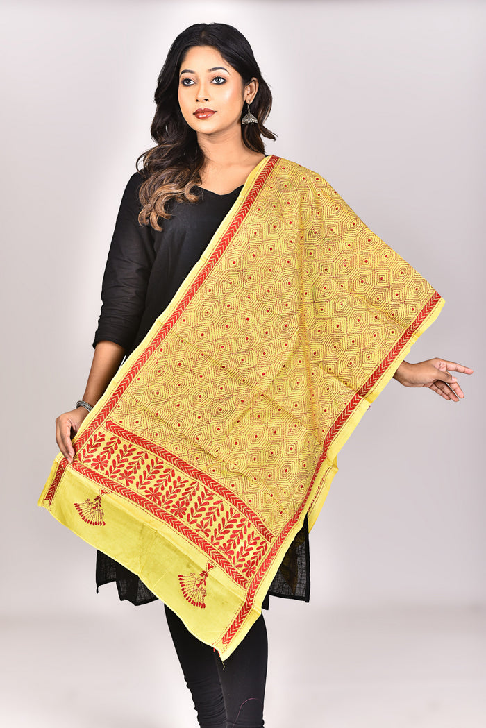 Women's Pure Silk Kantha Dupatta