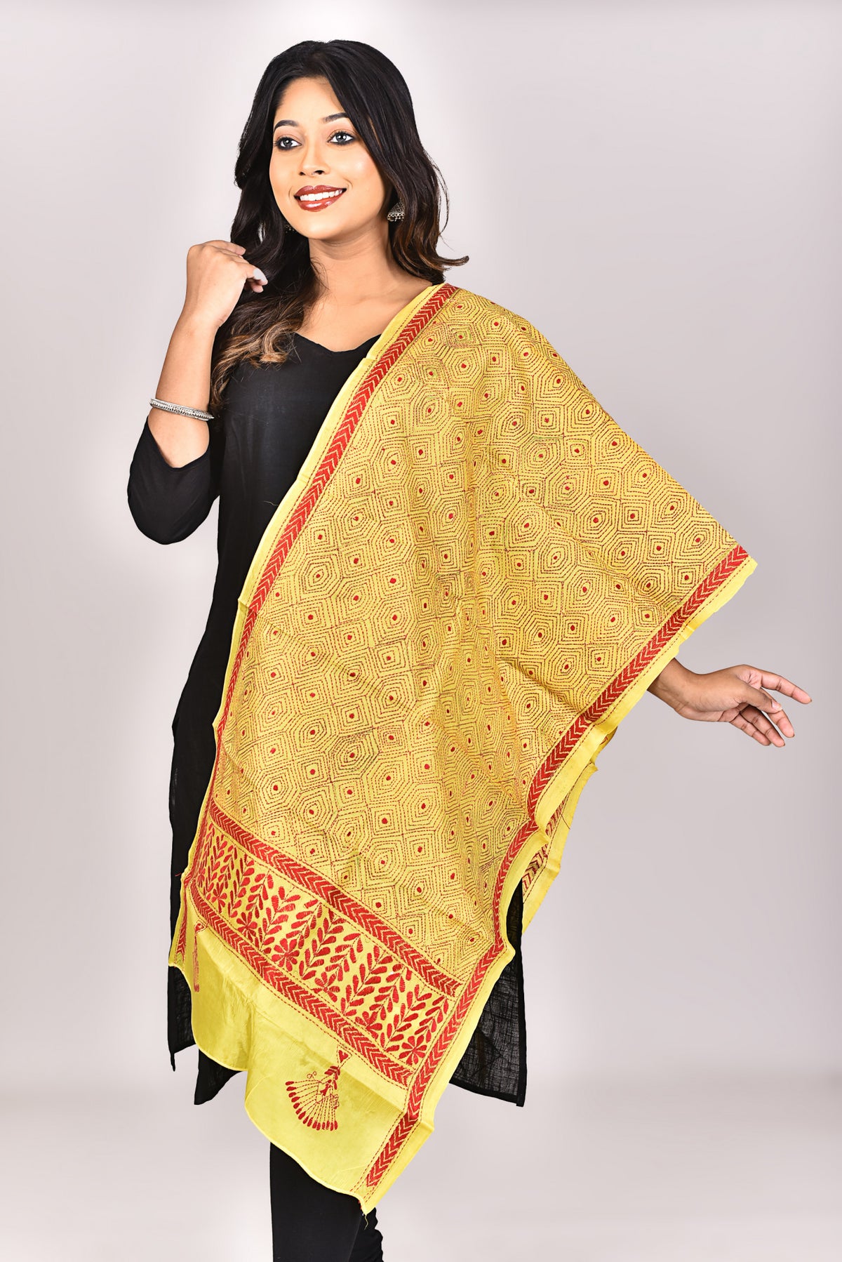 Women's Pure Silk Kantha Dupatta