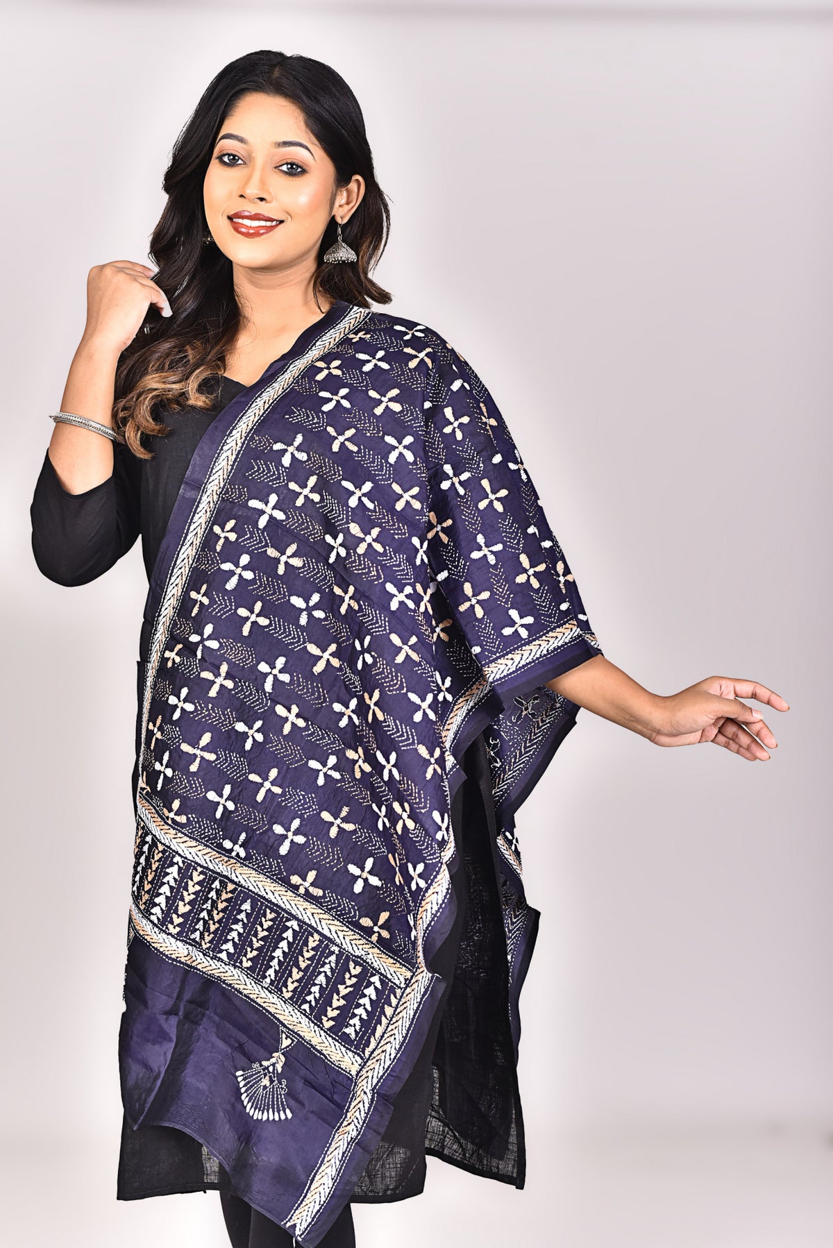 Women's Pure Silk Kantha Dupatta