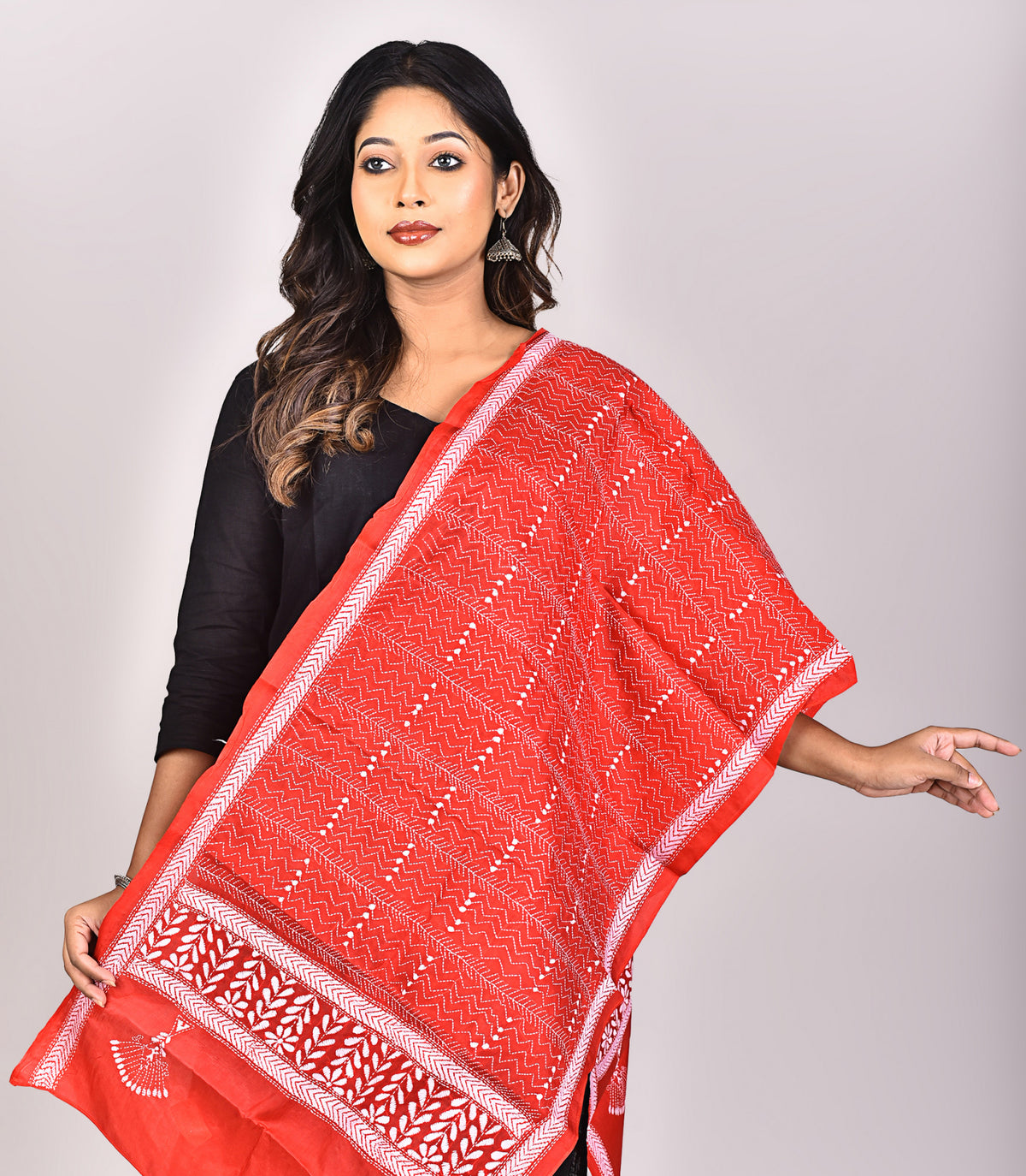 Women's Pure Silk Kantha Dupatta