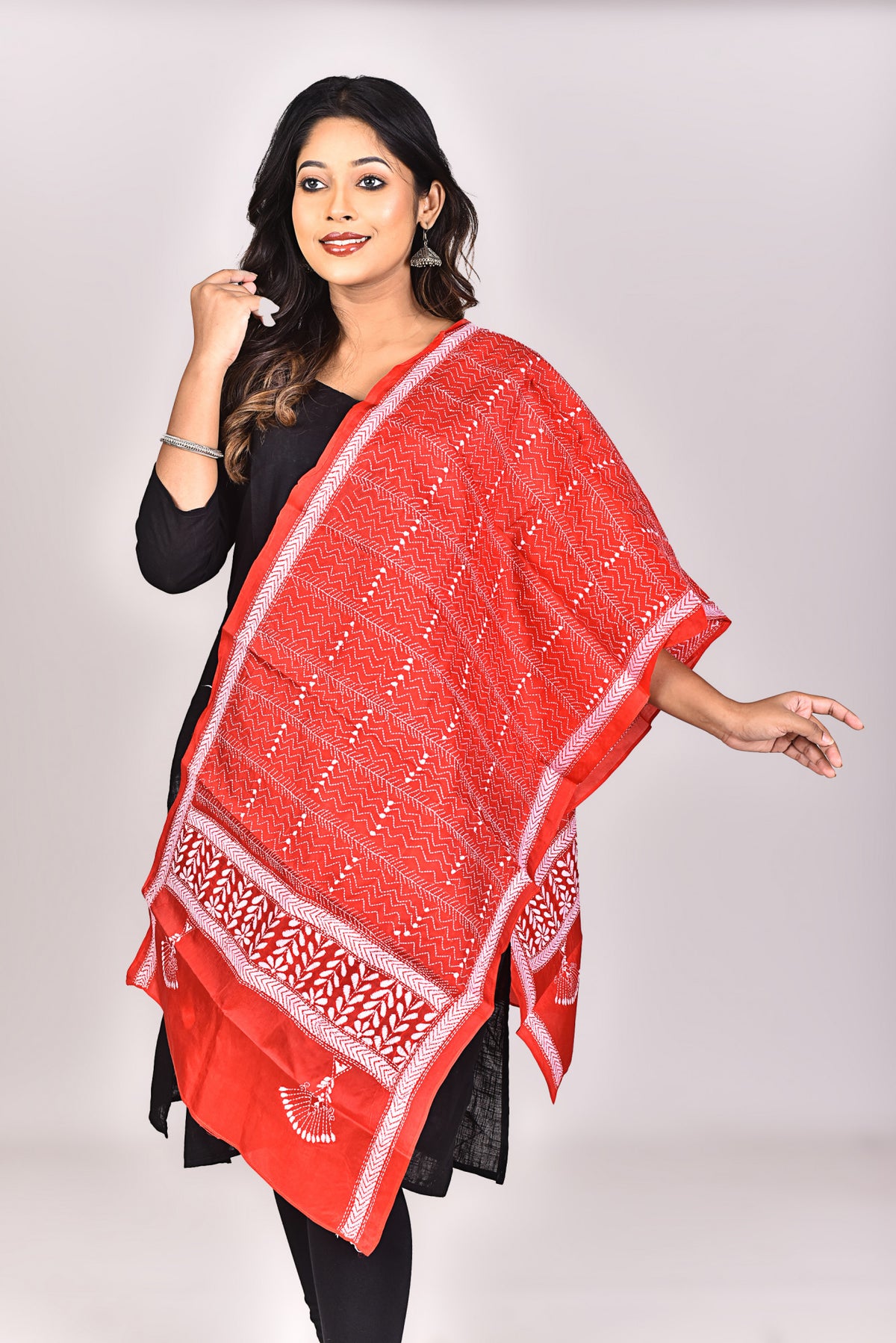 Women's Pure Silk Kantha Dupatta