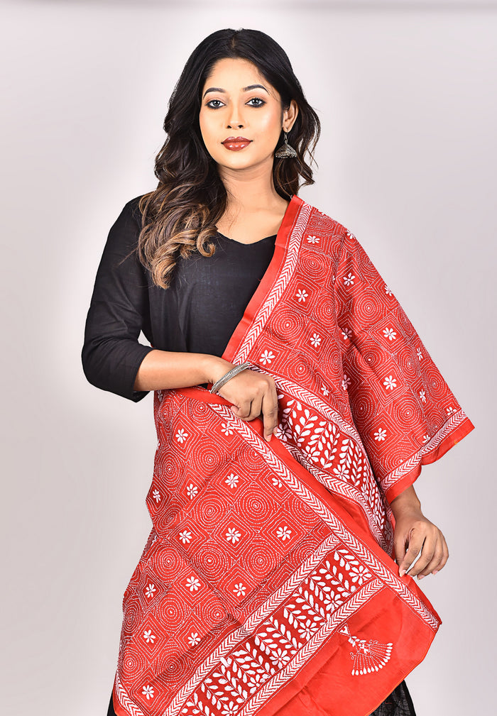 Women's Pure Silk Kantha Dupatta