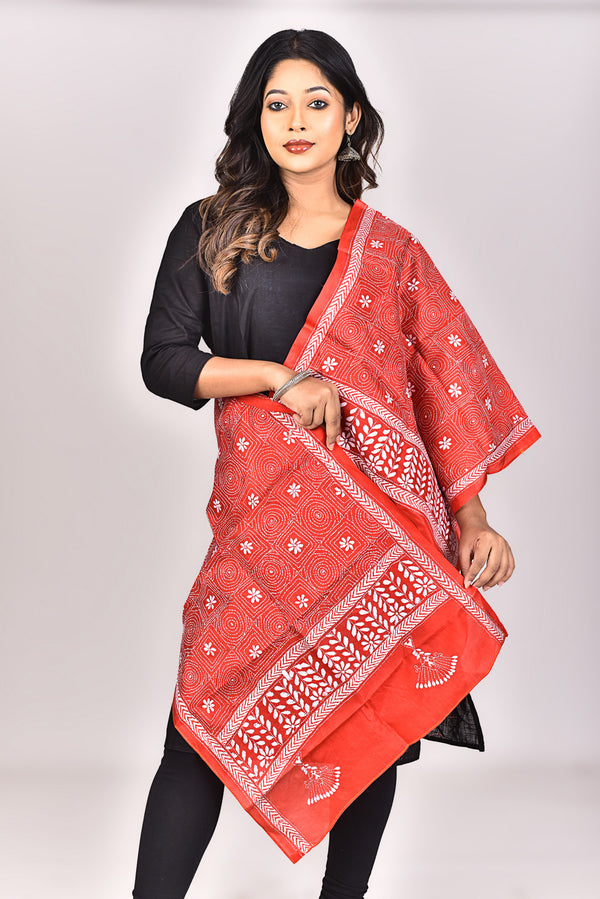 Women's Pure Silk Kantha Dupatta