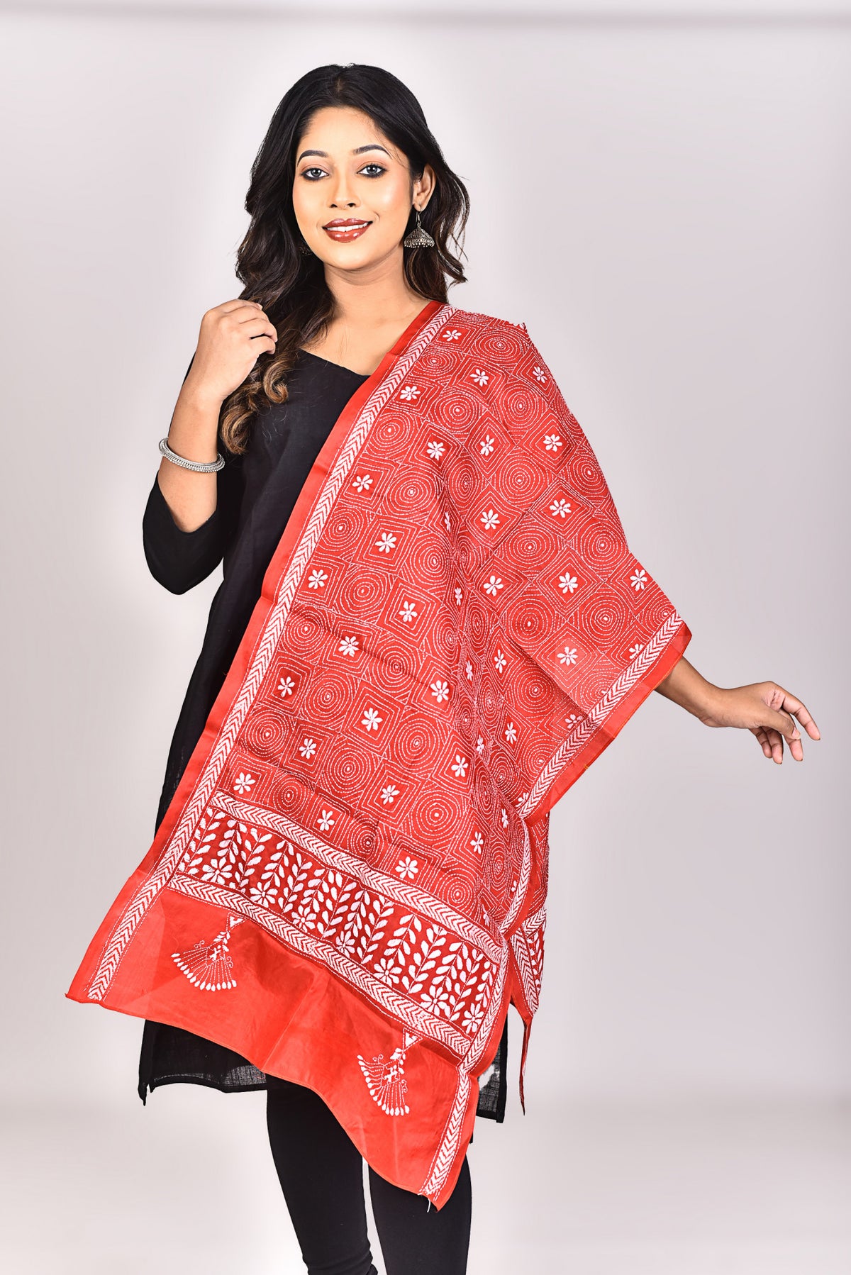 Women's Pure Silk Kantha Dupatta