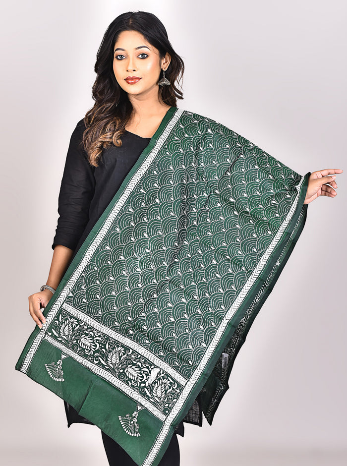 Women's Pure Silk Kantha Dupatta